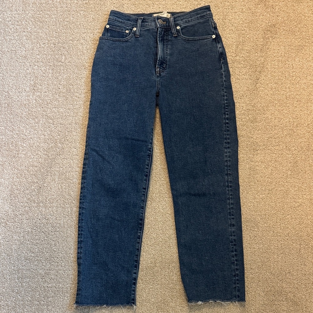Madewell “Perfect Vintage straight”, Dark Blue High-Rise, light stretch, sz 24